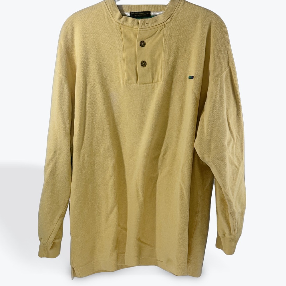 Alexander Julian Colours Mens Casual Tan Mustard Yellow Long Sleeve Shirt Medium